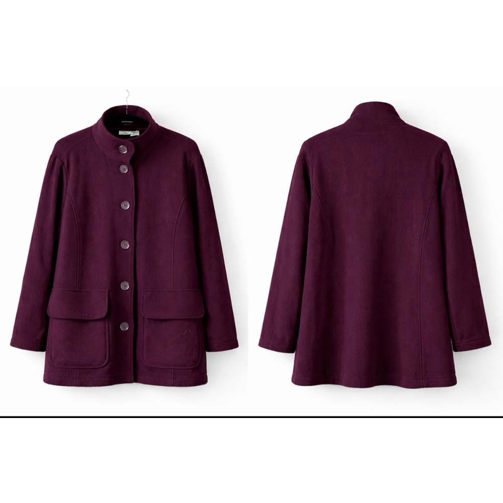 L.L.Bean Bellandi Italy 100% Wool Coat Jacket Purple Button Front Women XL /1X